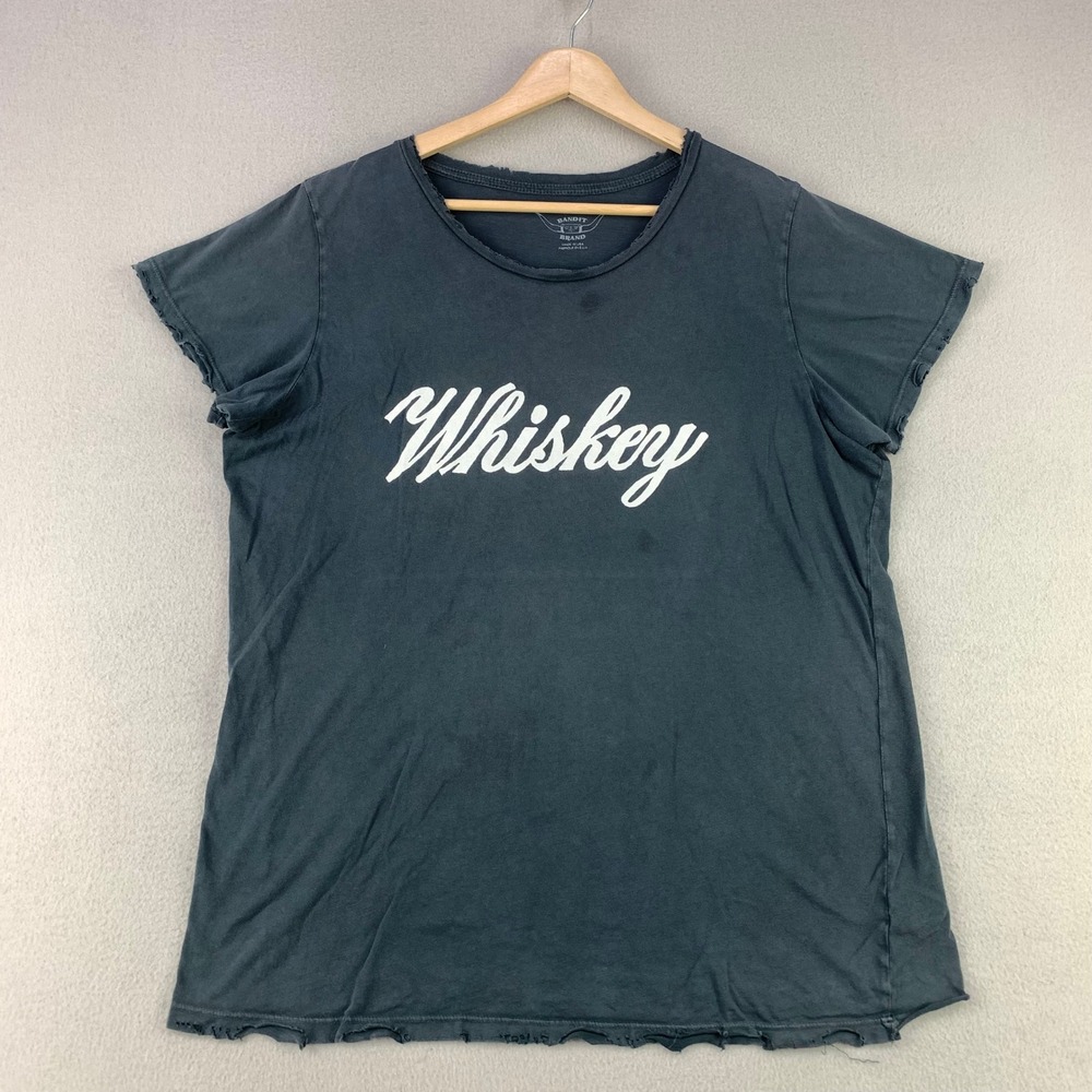 Bandit Brand T-Shirt Womens XL Grey Short Sleeve Whisky Spell-Out Graphic Tee